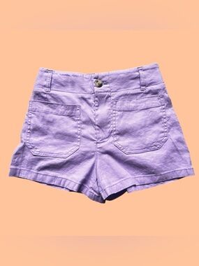 Maeve Anthropologie High-Waisted Lavender linen-blend shorts